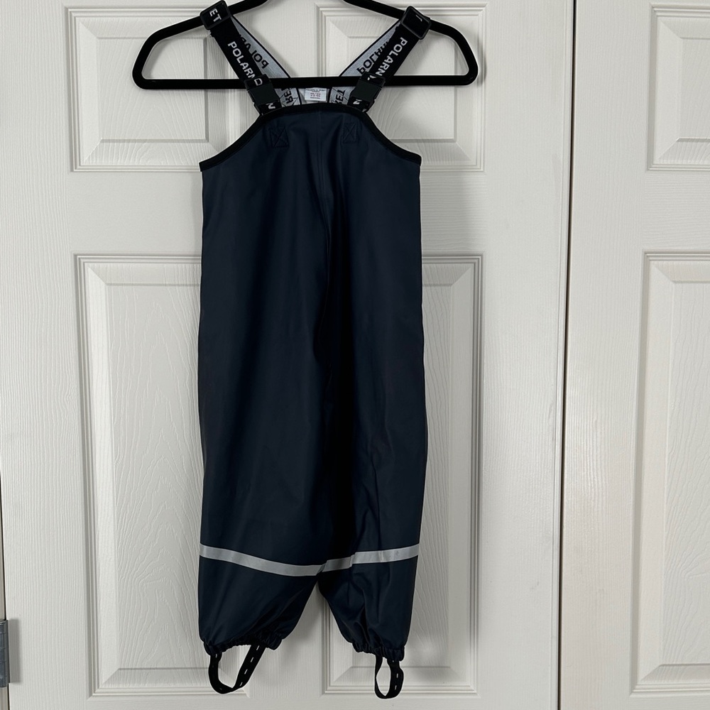 Polarn O. Pyret Navy Kids waterproof overalls with Reflective Stripes